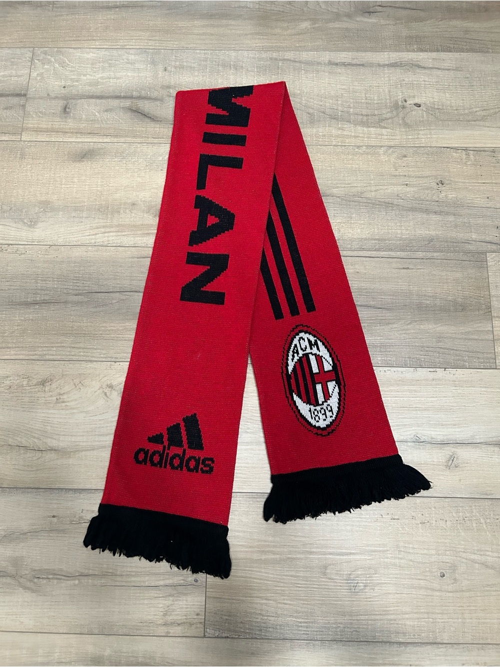 adidas Red and Black AC Milan Knit Scarf